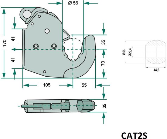 2 x Vanghaak Cat. 2S Snelkoppeling tot 66 kW / 90 pk - Set van 2 Vanghaken + Kogels van STABILO