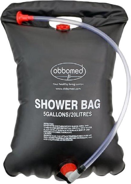20 liter opvouwbare solar douchezak (inclusief douchekop met een slang) - Douchen op de camping, bedgebonden mensen wassen, meenemen op outdoor activiteiten en als watervoorziening - ObboMed HB-4020