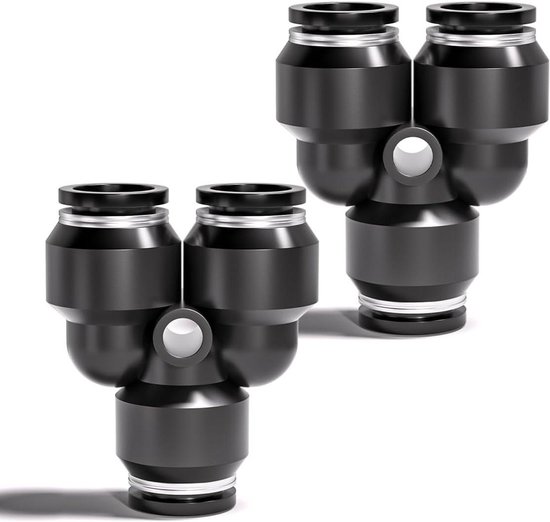20 stuks 8mm zwarte Pneumatische Splitter Connectoren - Push to Connect - Quick Release met 3 zoekwoorden van Merkloos