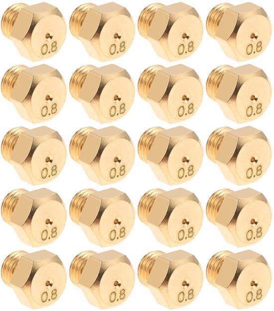 20 stuks - Gasfornuissproeiers - 0,8 mm - Messing Gaskoppen - Mondstukken set - schroefdraad - voor keukenfornuis, propaanbranders, gasfornuizen - gouden van Merkloos
