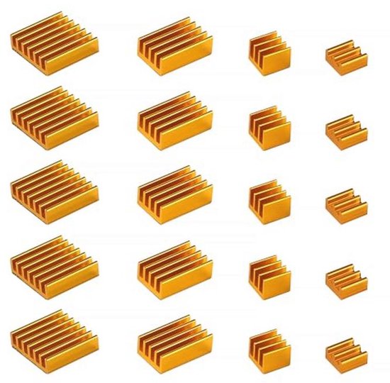 20 Stuks Heatsinks voor Raspberry Pi 4 - Aluminium Koellichamen met Heatsink Tape van Merkloos