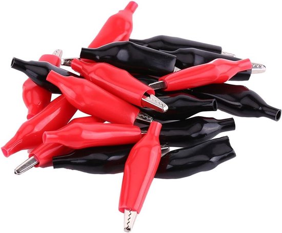 20 Stuks Krokodillenclips voor Elektrische Metingen, 28mm Testprobes met Isolatie en Bescherming van Merkloos