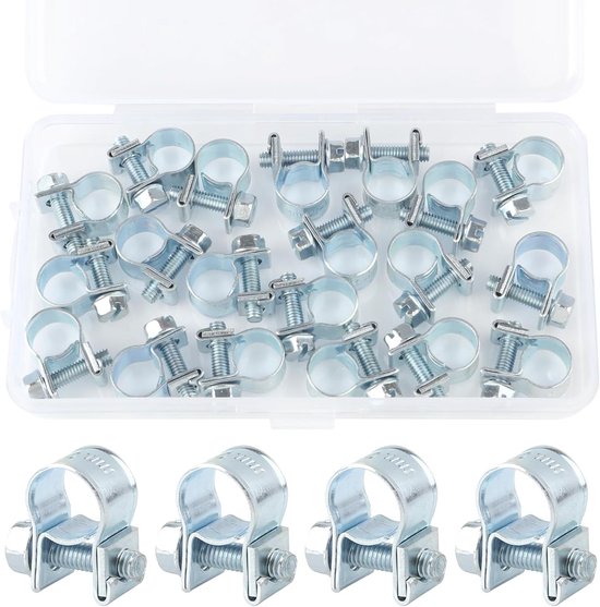 20 Stuks Mini Slangklemmen 8-10mm, Verstelbare Klemmen voor Brandstofinjectie, Hulpstukken voor Slangen en Uitlaatpijpen
