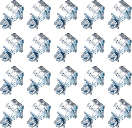 20 Stuks Mini Slangklemmen - Verstelbare Buisklemmen - Kleine Slangklemmen - Brandstofinjectie Gewrichtsklemmen voor Mini Brandstofleiding - Uitlaatpijp - Benzineleiding - 12-14mm van Merkloos