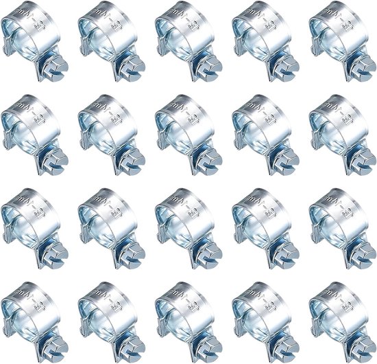 20 Stuks Mini Slangklemmen, Verstelbare Slangklemmen voor Brandstofleidingen en Uitlaatpijpen - Geschikt voor 12-14mm Slangen