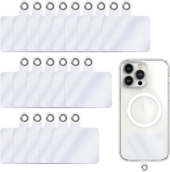 20 stuks patches voor telefoonkoord, vervangende patches voor telefoonkoord met metalen ring, patchpad voor telefoonband, adapter voor sleutelkoord