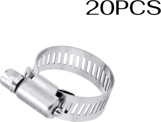 20 stuks slangklemmen RVS waterleidingklemmen verstelbare waterleidingbevestigingen voor het bevestigen van slangen RVS slangklemmen 6-12mm van Merkloos