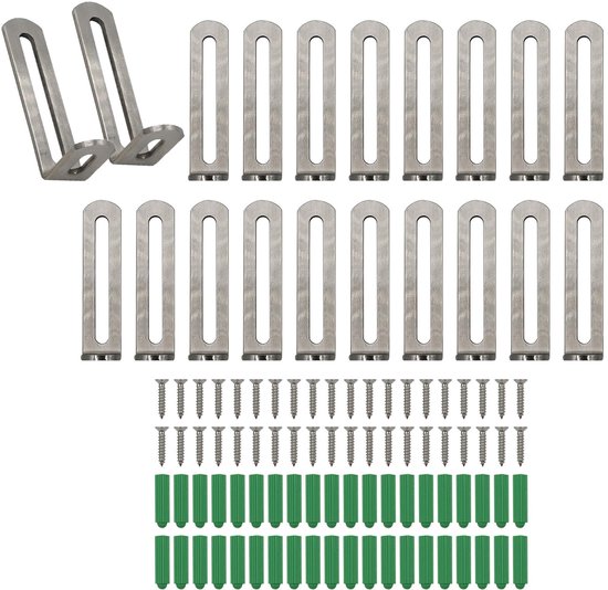 20 stuks verstelbare L-vormige hoeksteun met gleuf 90 graden hoekconnector L hoeksteun roestvrij staal hoekklemmen meubelversterking L-houder voor tafel, stoel, boekenkast (78 mm)