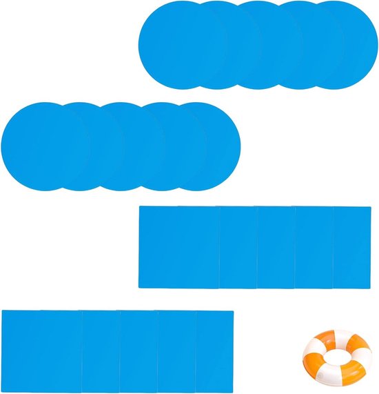 20 stuks zwembadfolie, reparatieset, zwembadpatches, zelfklevend, onderwater voor reparatie, waterbed, opblaasbare banken, zwembaden (blauw)