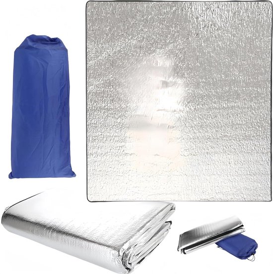 200 x 200 Campingmat van aluminiumfolie - Ultralicht en warmte-isolerend - Opvouwbare tentmat - Slaapmat - Isolerende deken - Compact en duurzaam van Merkloos