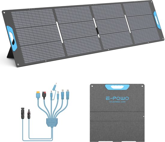 220W Opvouwbaar Zonnepaneel | IP67 Waterdicht | Monokristallijn ETFE Zonneoplader met MC4 / USB-A / USB-C voor Kamperen, Camper en Powerstation
