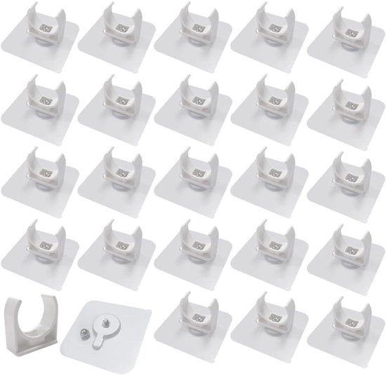 24-delige slangklemmen set voor waterleidingen, binnendiameter 25mm, zelfklevende buisklemmen in wit van Merkloos