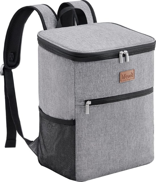 24 Liter Koelrugzak Met Harde Voering Grote Geïsoleerde Picknicktas Koeltas voor Kamperen/Picknick/Reizen - Grijs, Ruime Koelrugzak met Harde Voering voor Kamperen en Reizen van Mossy Oak