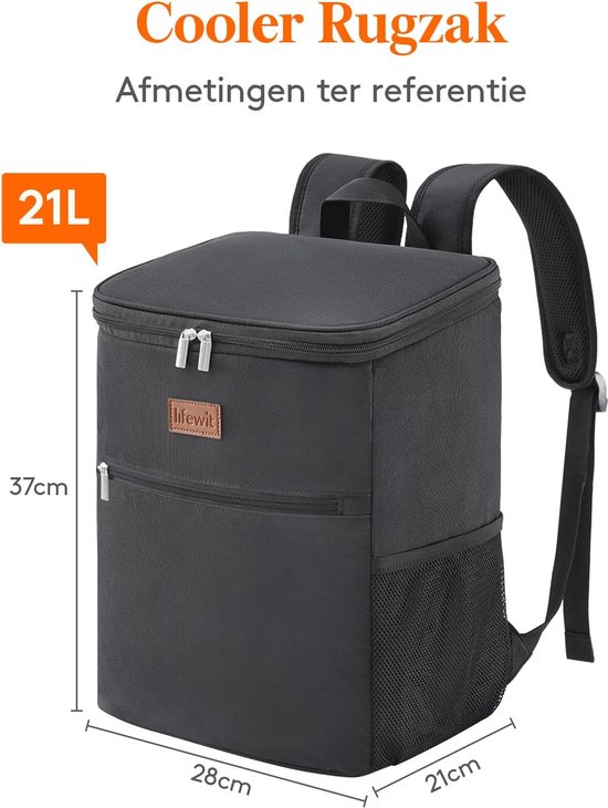 24 Liter Koelrugzak Met Harde Voering, Grote Geïsoleerde Picknicktas, Koeltas voor Kamperen/Picknick/Reizen(Zwart) van Everfun