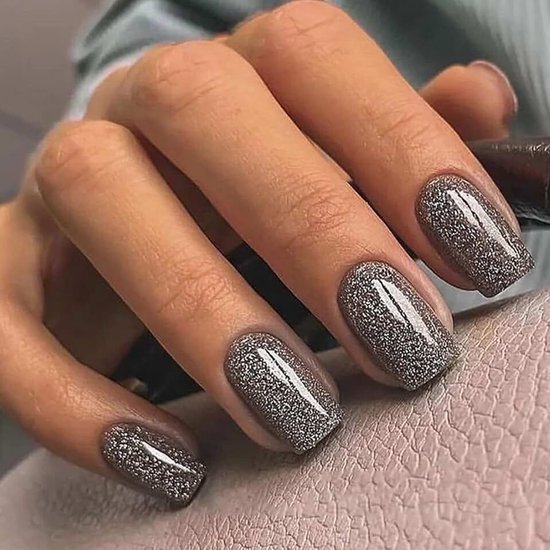 24 stuks korte, vierkante nepnagels, glanzend zwart, Franse acrylnagels die stevig worden geperst, volledig bedekt, voor vrouwen, meisjes, eigen manicure