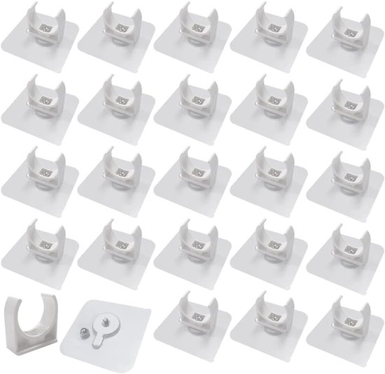 24 Stuks Plastic Slangklemmen, Binnen Diameter 25mm, Zelfklevende PVC Klemmen voor Waterleidingen en Buizen