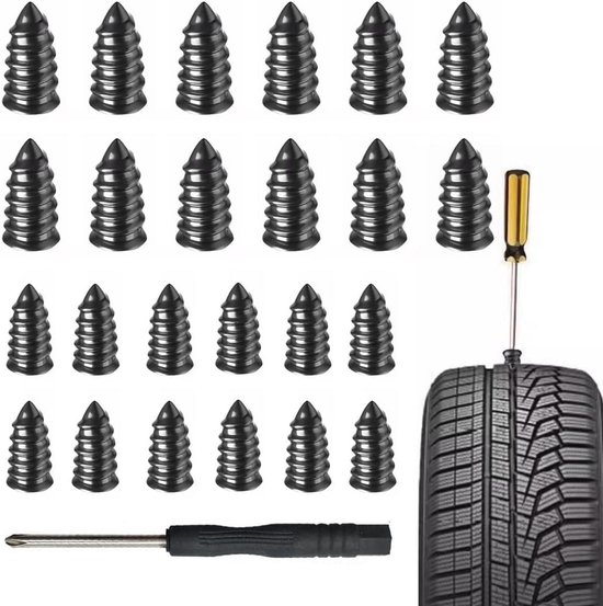 24 stuks rubberen bandenreparatiestopset met schroevendraaier voor auto's en motorfietsen van Merkloos