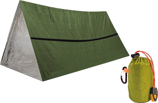 245x157cm Outdoor eenvoudige noodkoudebestendige warme tent-overlevingsnooddeken-PE aluminiumfolie winddicht en warmte-isolerende driehoekige tent-enkele laag een-slaapkamer tent-redding nood aluminiumfolie driehoekige tent van Merkloos