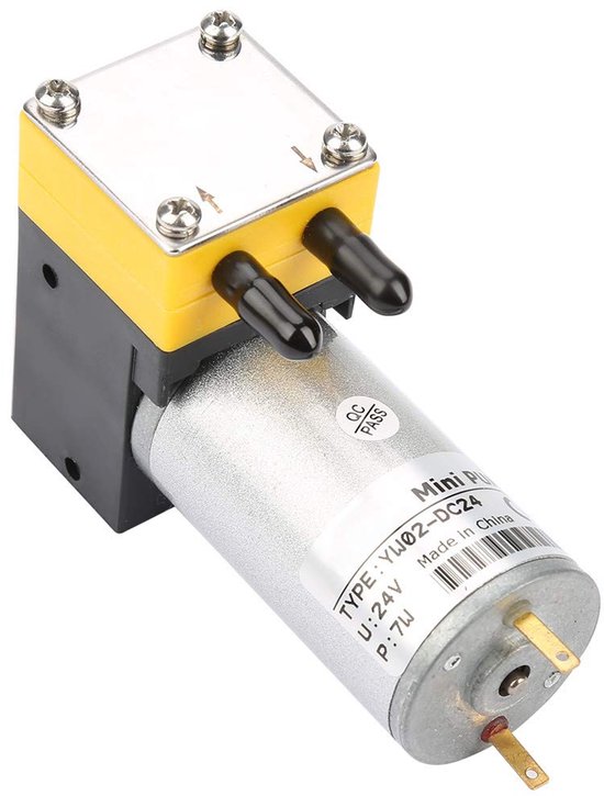 24V Membraanpomp, Mini Luchtpomp, 0.4-1L/min Debiet, 320ml/min Vloeistof, 3.2L/min Gas, Vacuümpomp, Zeer Stil, 8.5x3.3 cm, voor Medische en Chemische Industrie