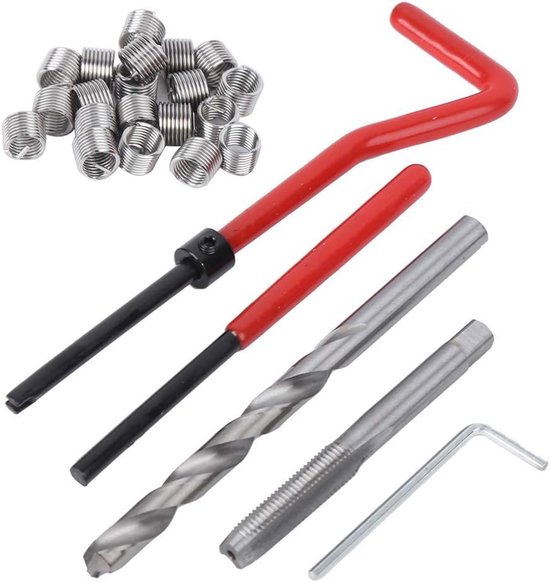 25-delig Gewindereparatuurset, M7 schroefdraadreparatieset, schroefdraad reparatieset met draagbare plastic opbergbox