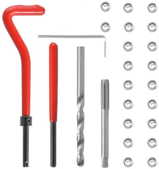 25 stuks M6 x 1,0 draadreparatieset, auto helische spoel reparatieset, compatibele handgereedschapsset