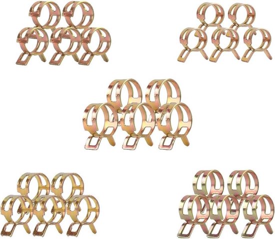 25 stuks slangklemmen - kopen - slangveer-klemmen - brandstofleiding - veerbandklemmen - benzine-buisklemmen - set voor luchtslang waterleiding . van Merkloos