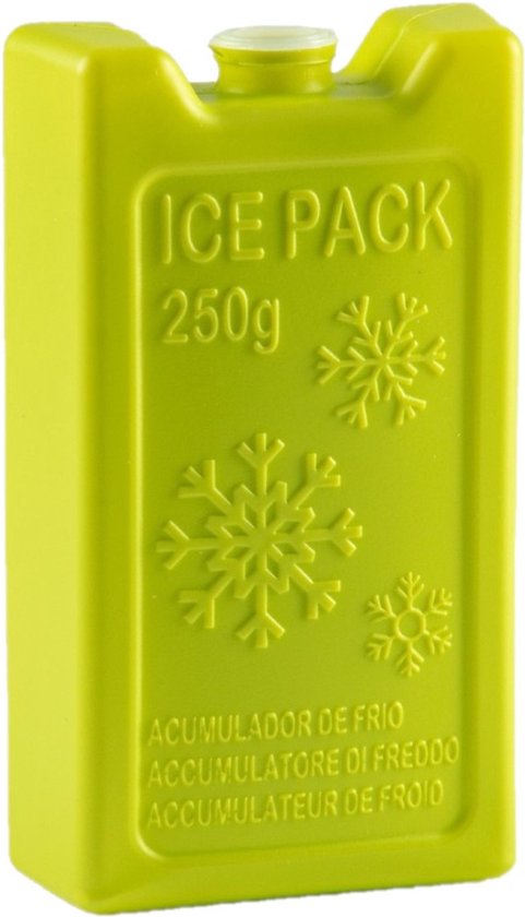 250 grams koelelementen 13 x 7.5 x 3 cm groen plastic van Techno Mark.