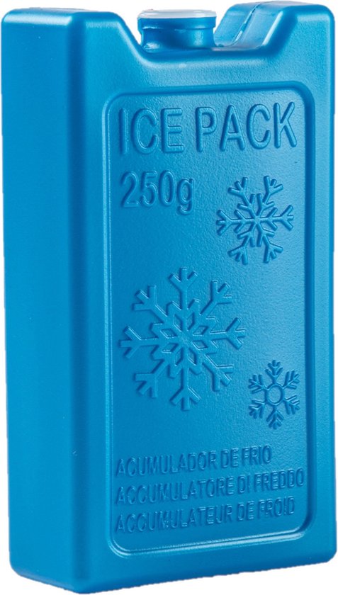 250 grams koelelementen 13 x 7.5 x 3 cm kobalt blauw kunststof met sneeuwvlokken print van Benson