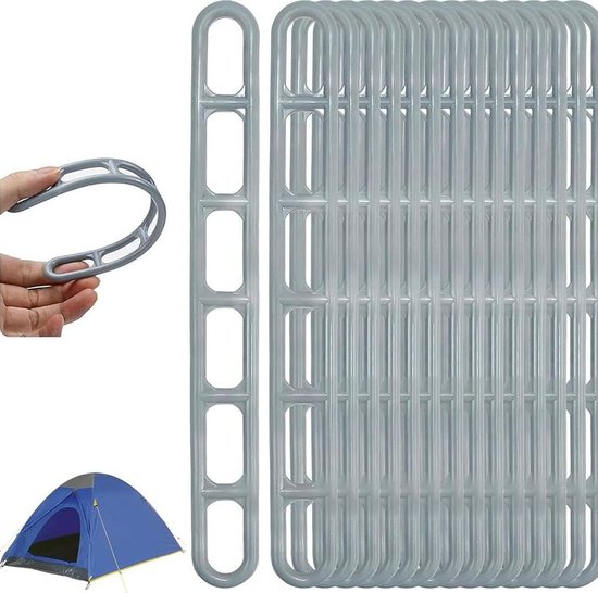 25x Trapspanner - 6-gats - 22,5 cm - Spanrubber - Afspanrubbers - Tentrubbers - Tentringen - Tentelastiek - Vouwwagenelastieken - PVC - Voor het afspannen van luifels, luifels, luifels, dekzeilen - Grijs