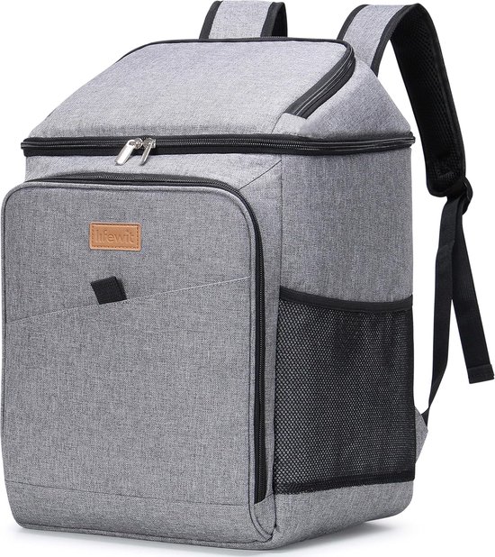 26 Liter Koelrugzak Thermische Rugzak Geïsoleerde Zachte Dubbele Hoes Koeltas Voor Picknick Kamperen Reizen Grijs van Merkloos