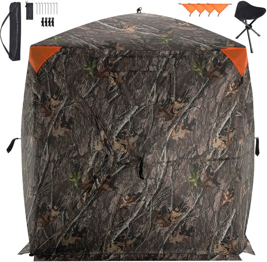 270° Transparant Jachthut, 2-3 Persoons Pop-Up Hertenhut met Draagtas, Draagbare Tent, Wegwerpnet voor De Jacht op Kalkoenen en Herten, Camouflagestof van Merkloos