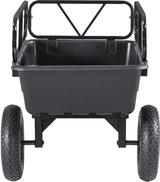 280L Tuinaanhanger van 227kg (500 Lbs), Te Trekken Aanhanger van Kunststof met Kiepbak en 40 cm (16 Inch) Banden, Handmatig Of met Voetpedaal Te Bedienen, Duurzame Aanhanger voor Grasmaaiers, Tractoren en Tuinwerkzaamheden van Merkloos