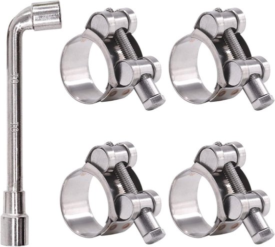 29-31 mm T-bout slangklemmen, roestvrij stalen oorklemmen voor buizen, set van 4. Verstelbare klemmen voor 1,1"-1,2" diameter slang. van Merkloos