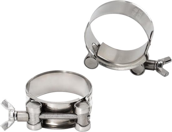 (2pcs) 68-73mm Heavy Duty Adjustable Pipe Clamp 304 Stainless Steel T Bolt Hose Clamp With Wing Bolt Hand Twisting Hose Clamps van Merkloos