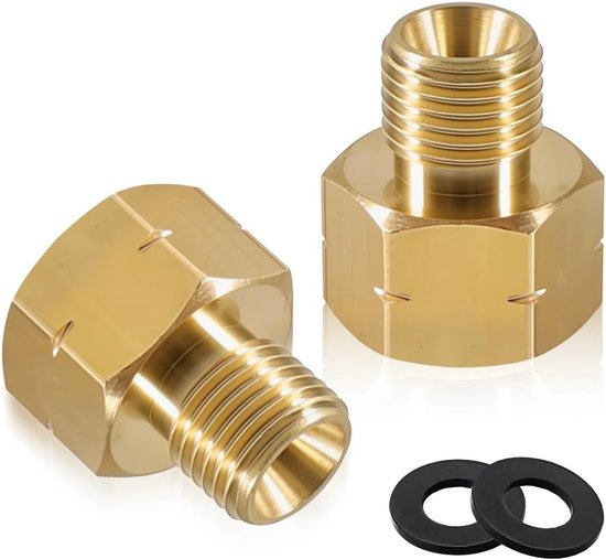2pcs Brass LPG Gas Adapter - 3/8 Inch Female Thread - 1/4 Inch Male Thread - Linkse Gas Adapter - Brass Reducer voor Gasfles - Gas Slang Connector voor Gas Toepassingen van Gasea