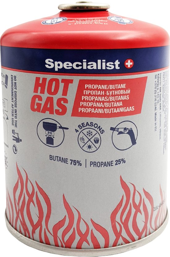 2st Gasflessen / gaspatroon 450g, EN417 aansluting 7/16 ''Specialist+'' van Specialist+