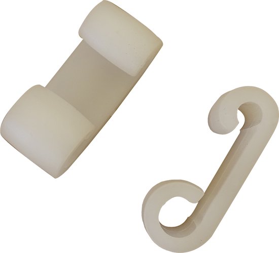 2x Dubbele haak voor elastiek - 10 / 6mm - Wit van $