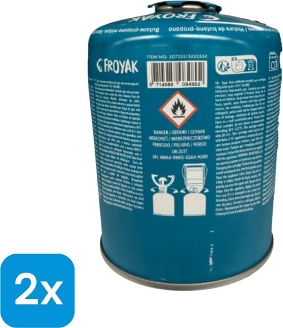 2x Froyak Gas Cartridge 450 gram