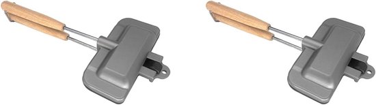 2X Hot Dog Broodrooster, Dubbelzijdige Sandwich Bakpan, Kaasmaker Sandwich Maker Flip Pan,Camping Koekenpan