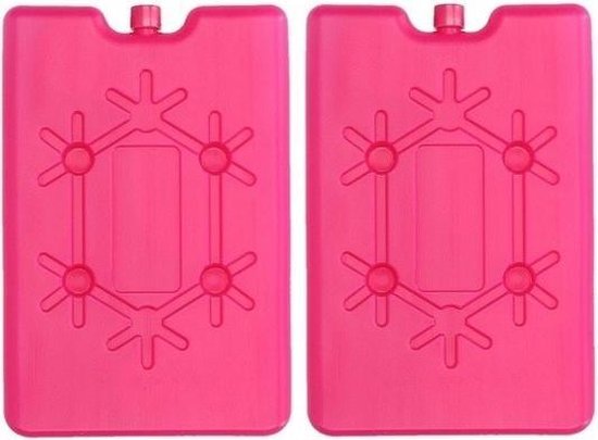 2x Koelelementen fel roze 16 cm - Koelblokken/koelelementen voor koeltas/koelbox van Merkloos