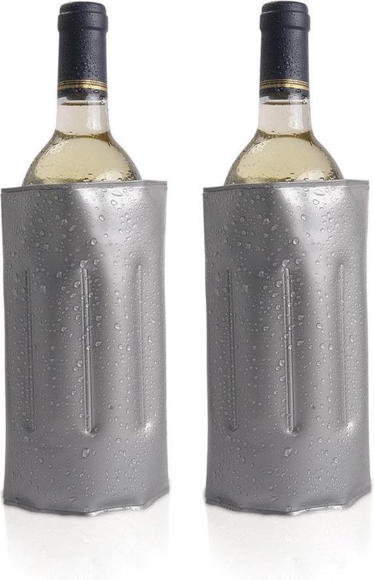2x Koelelementen hoezen grijs voor wijnflessen 34 x 18 cm - Wijnflessen/drankflessen koelelement - Flessenkoeler - Wijnkoeler van MaxxGarden