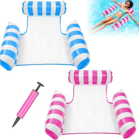 2x Opblaasbare Waterhangmat met Pomp - 4-in-1 Zwemstoel voor Volwassenen & Kinderen van Merkloos