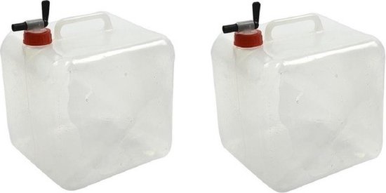 2x Opvouwbare watertanks / jerrycans 10 liter - waterreservoir voor de camping / picknick van Outdoor Fantasy