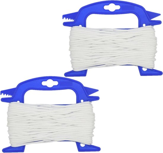 2x rollen scheerlijn 20 meter wit op haspel - 4 mm dikte - Voor tenten, luifels en windschermen van Redcliffs