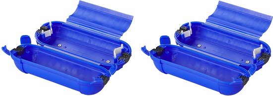 2x stekkersafes / veiligheidsboxen / bescherming voor Schuko stekkerverbindingen - kunststof blauw - IP44 - 21 x 8 x 8,5 cm van Smartwares