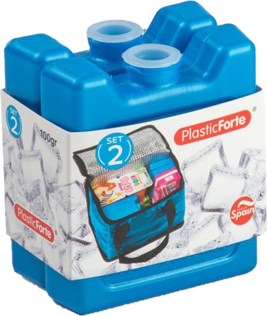 2x stuks 100 grams koelelementen 8 x 7.5 x 2.3 cm kobalt blauw kunststof met sneeuwvlokken print van Coninx