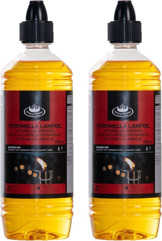 2x stuks bio citronella lampenolie/fakkelolie 750 ml van Summertime