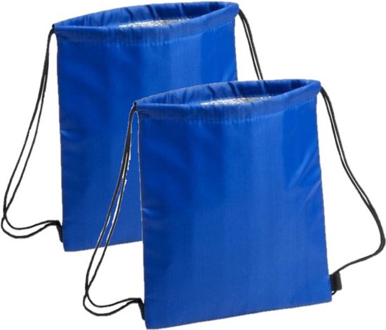2x stuks blauwe koeltas rugzak 27 x 33 cm - koeltassen met koordje van HobbyLife
