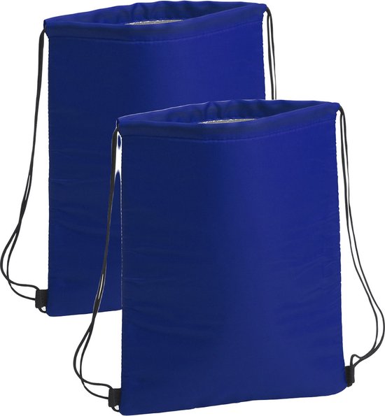 2x stuks blauwe koeltas rugzak 32 x 42 cm - koeltassen met koord van Merkloos