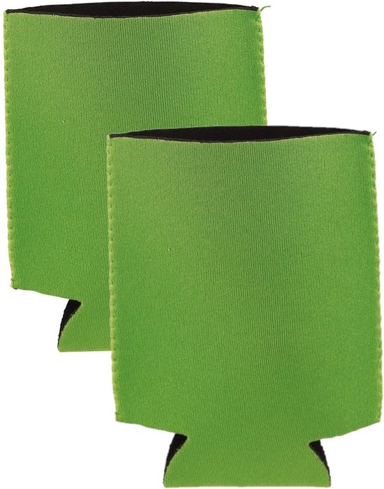 2x Stuks blikjes koeler / koelhoud hoesjes / bierblik hoesjes - lime groen - Frisdrank/bier blikjes koel houden van Familybox